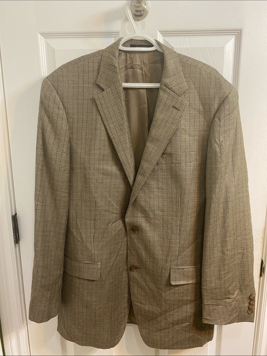 Lauren Ralph Lauren Other - Lauren Ralph Lauren Brown Houndstooth Wool Silk Blazer Men Size 42L Luxury Bloke